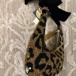 NWT Viral Leopard Cheetah Beaded Sequin Bag Black Velvet Bow Made in India New Photo 2