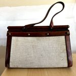Vintage John Romain The Vouge Handbag 70s Sturdy Leather Tweed Brown Cream Photo 1