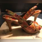 Kelly & Katie  Sandals Heels Shoes Women8.5 Orange Pink Floral Daisy Slin… Photo 1