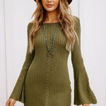 Sundance  green cotton silk blend open knit bell sleeve Midi size PM Photo 0