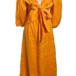 Faithfull the Brand Faithfull La Mia Maxi Dress Women’s Size 4 Orange Puff Sleeve Tie Cut Out Photo 2