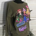 Vintage Y2K Bratz cotton oversized sweatshirt hunter green pink patchwork Sz XS Photo 4