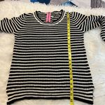 Poof! lightweight knit striped sweater black and white size Medium exposed zip Photo 11
