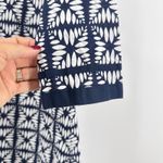 J.Crew‎ Navy White Print V Neck Cotton 3/4 Sleeve Tunic Top Women's Size Medium Blue Photo 2