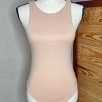ZARA  Nude Beige Tan Sleeveless Snap Bottom High Neck Bodysuit Small Photo 0