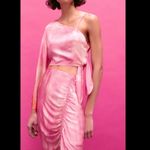 ZARA 2 piece matching set — pink Tie-Dye satin skirt & one shoulder blouse Photo 7