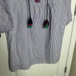 Tommy Bahama  blue stripe floral embroidered poplin dress medium coverup vacation Photo 5