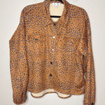 She & Sky  Large Long Sleeve Button Up‎ Cheetah Print Jacket Shacket Stretchy Photo 0
