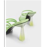 Charles and Keith  Mules Women 37 Green Strappy Transparent Heel Trendy Chic Sandal Photo 1