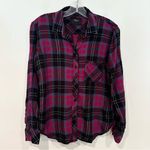 Rails Plaid Hunter Button Up Shirt Women's Small Burgundy Black Classic Y2K Photo 1