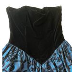 Gunne Sax Vtg  Women's 9/10 Strapless Dress Black Velour‎ Blue Floral Whimsigoth Photo 2