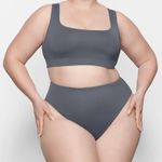 SKIMS Signature Swim Mid Waist Bottom Gunmetal Photo 0