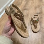 JOYFOLIE | Sparkling Gold Embellished Thong Rhinestone Elastic Strap Sandals Size 7 Photo 2