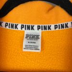 PINK - Victoria's Secret PINK Victoria’s Secret Orange Spellout Quarter Zip Sweatshirt Sz Medium Photo 5