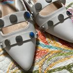 Bar III  Womens 6.5M White Studded Padded Josee Pointed Toe Block Heel Buckle Photo 3