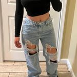 High Waist Ripped Jeans High Rise Loose Pants Mom Jeans Boyfriend Jeans Track Pants Cargo Pants Blue Photo 5