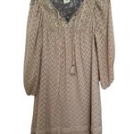 Anthropologie One September Anwen Mini Dress Womens XS Pink Chevron Peasant Boho Photo 0