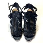American Eagle Black Woven High Heel Open Toe Ankle Strappy Size 8 Photo 1