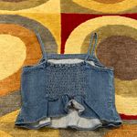 American Eagle Outfitters Denim Top Crop Top Peplum Spaghetti Straps Western S Photo 2