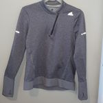 Adidas 🏃🏼♀️ Running Grey 1/4 Zip Athletic Fleece ClimaHeat Jacket🏃🏼♀️ ~med Photo 3