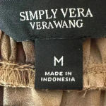 Vera Wang Simply Vera M women's Sleeveless top tan/brown High Low Blouse Gathered Pleats Photo 3