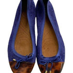 Clarks  Indigo Valley Stone Ballet Flat Women 7.5 Blue Suede Tortoise Toe Shoe Photo 0