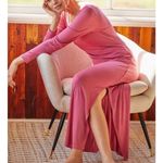 Bordeaux Womens New Anthropologie  Slim V-Neck Maxi Dress Photo 0