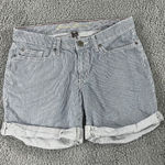 Eddie Bauer  Shorts Womens 4 Striped Denim Cuffed‎ Hem Nautical Preppy Classic Photo 0