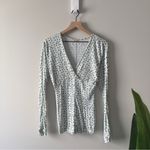 Free People  Intimately White Long Sleeve Shorts Romper Floral V-Neck Buttons EUC Photo 3