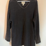 EXPRESS Tricot Vintage 80’s Charcoal V-Neck Crochet Sweater Tunic Small Baddie!! Photo 0
