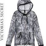 Victoria's Secret Black White Marble Swirl Mesh Sport Drawstring Hoodie Photo 1