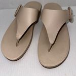 FitFlop  Thong Sandals Womens US 11 EU 43 Lulu Covered Buckle Beige Leather Slide Photo 9