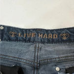 Live Hard Play Hard Jeans Rhinestones Pocket Brown Lace Bootcut Cowgirl Y2K 0246 Blue Size 10 Photo 7