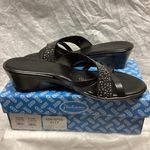 Italian Shoemakers Italiana IS Flaiir Black Silver Embellished Wedge Sandals Size 10 Photo 4