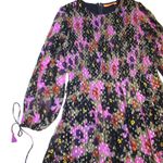 NWT Oliphant Milano Smocked Maxi in Navy Floral Metallic Chiffon Dress L Blue Size L Photo 3