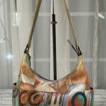 Anuschka  Hand Painted Leather Purse Boho Hippie Handbag Tote India Abstract Art Photo 0