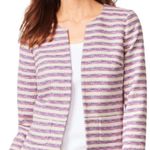 Talbots  Blazer Women 10 Ivory Pink Stripe Tweed Coat Career Preppy Retro Outdoor Photo 0