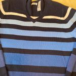 Liz & Co . Women’s Blue Striped Sweater Photo 2