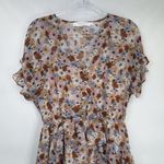 ASTR the Label Taupe Multi Floral Dress Womens Large Boho Hippie Country Ruffle Photo 1