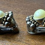 Boutique Vintage Womens Pearl Clip On Earrings with Silver and Gold Accents Photo 4