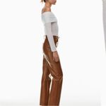 Wilfred Melina Brown Faux Leather Straight Leg Pants Size 6 Photo 2