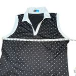PGA Tour Women's Golf Sleeveless Polo Shirt Top Large Black White Polka Dot Photo 3