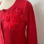 Banana Republic Red Flower Bead Cardigan Photo 4