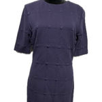 Hugo Boss  Women's Navy Textured Sheath Dress Short Sleeve‎ Knee Length Zip Photo 0