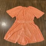 MINKPINK Revolve  Livia Plisse short sleeve Flowy Orange Pleated Romper small Photo 3