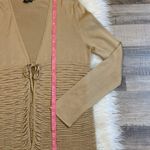 Lafayette 148 NY silk knit tie front ruched smocked cardigan L Tan Size L Photo 5