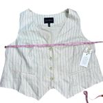 Eloquii NWT  Linen Womens Split Hem Suiting Vest In Pinstripe Ivory Sz 14 Large Photo 4