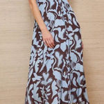 NEW LA LIGNE Floral Halter Neck Silk Midi Summer Dress Size L Blue Size L Photo 0