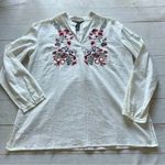 Jonathan Martin studio Women’s embroidered white floral linen blend blou… Photo 8