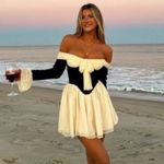 House Of CB HOUSE OF‎ CB 'Alana' Black & Cream Off Shoulder Dress NWOT size XS Photo 8